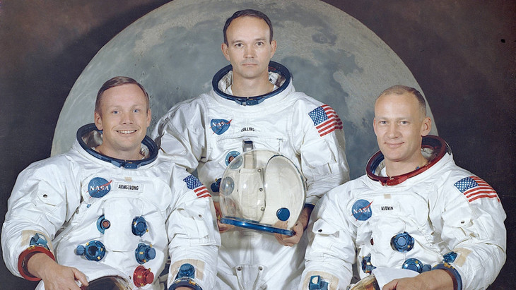 Von links nach rechts: Neil A. Armstrong, Michael Collins, Edwin E. „Buzz“ Aldrin