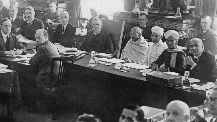 Runder Tisch in London: Bei der zweiten Indien-Konferenz im September 1931 war auch Mahatma Gandhi unter den indischen Teilnehmern.