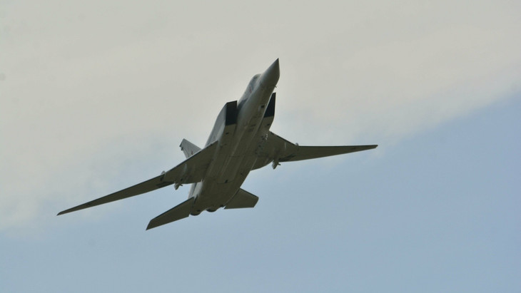 Ein Langstreckenbomber des Typs TU-22M3 im August 2022 auf einer Flugshow im russischen Tambow