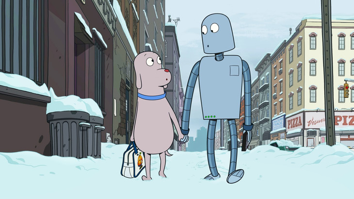 Ein Dialog kann auch ohne Worte wirken, nur in Blicken: Der Hund und der Roboter haben einander so viel zu sagen.