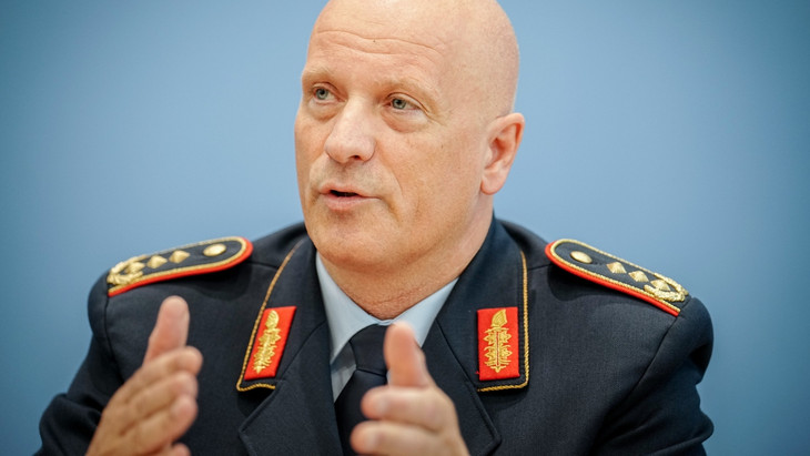 Ingo Gerhartz, Generalleutnant und Inspekteur der Luftwaffe, hier am 7. Juni 2023 bei einer Pressekonferenz in Berlin