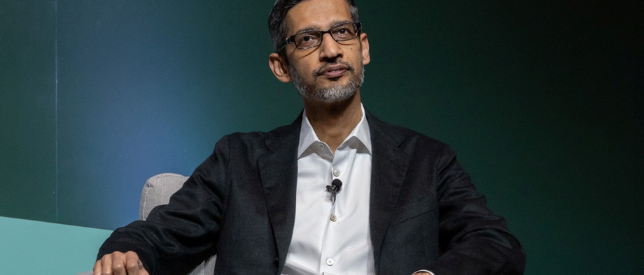 Nachdenken bei Google: Sundar Pichai, CEO von Google und Alphabet Inc., beim ersten Business, Government and Society Forum 2024 an der Stanford Graduate School of Business in Stanford, Kalifornien, am 3. April 2024