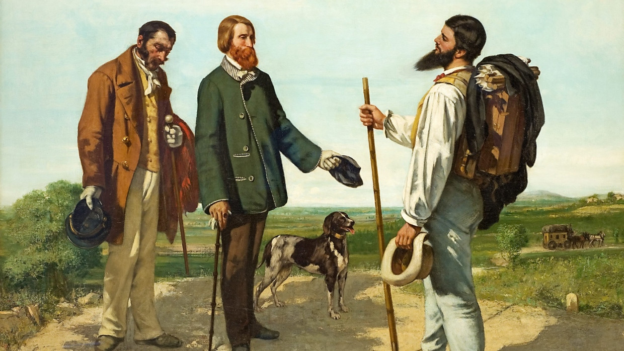 Zwei Männer, einander in niedrigerer Stellung vermutend, begegnen sich: Alfred Bruyas vermachte „La Rencontre“ dem Musée Fabre in Montpellier.