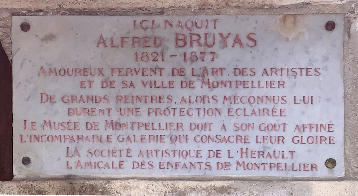 Berühmt dafür, unbekannte Maler bekannt gemacht zu haben: Gedenktafel für Alfred Bruyas an seinem Geburtshaus in Montpellier