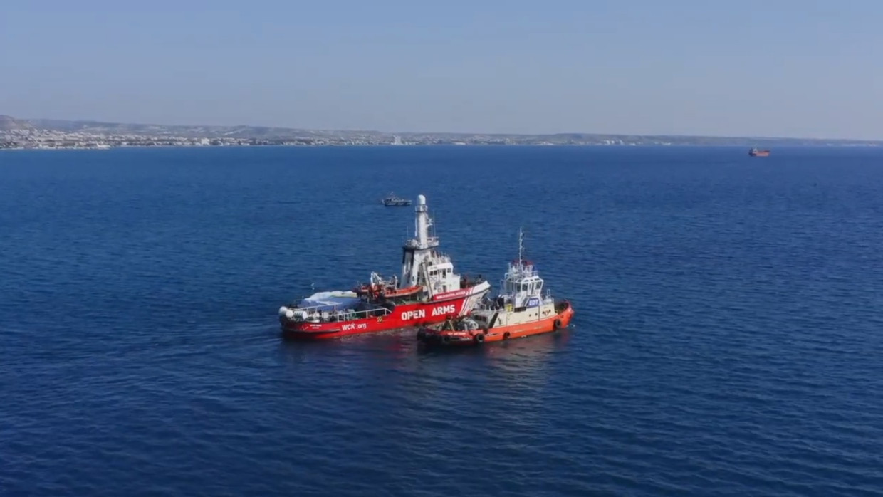 Das Schiff „Open Arms“ der gleichnamigen Hilfsorganisation ist mit humanitärer Hilfe für den Gazastreifen unterwegs.