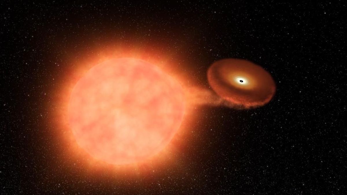 So ähnlich könnte das Sternsystem T Coronae Borealis aussehen, das bis September hell aufleuchten wird.