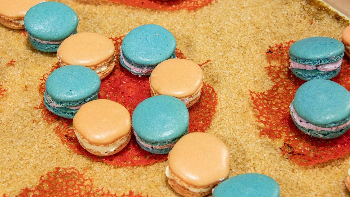 Mango-Maracuja-Macarons und Waldbeer-Macarons 