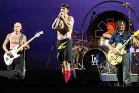 Flea, Anthony Kiedis, Chad Smith, and John Frusciante of Red Hot Chili Peppers perform at SoFi Stadium