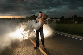 Ashley Patton photographer took dramatic thunderstorm wedding photos of couple Trapper and MaKayla Shore