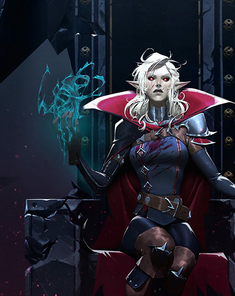 A vampire sits on her castle’s throne in V Rising