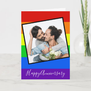 Happy Jubileum Gay Couple Foto Aangepaste regenboo Kaart