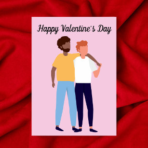 Interraciale Gay Couple 2 Mannen Valentijnsdag Kaart