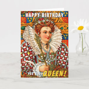 Kleurrijke oude koningin gay gelukkig verjaardag kaart