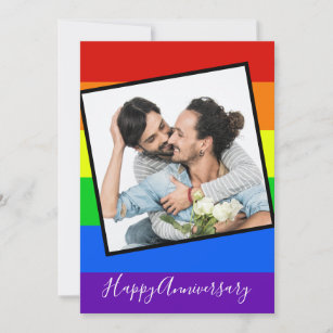 Rainbow Happy Jubileum Gay Couple Foto aangepast Kaart