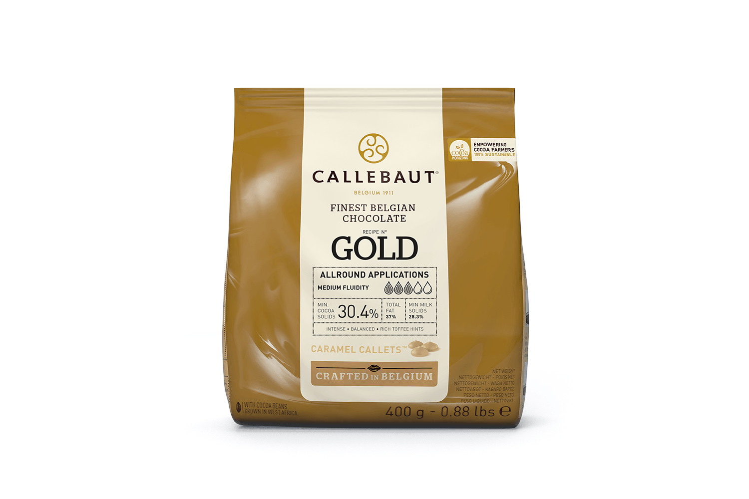 Eine Packung Callebaut Karamell Kuvertüre
