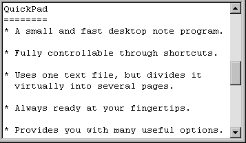 QuickPad displaying one page