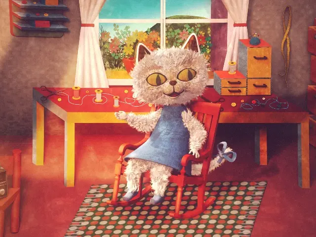 Slipper Keeper Kitty in animated film by Rok Predin based on the iconic story by Ela Peroci. Photo: Stara Gara