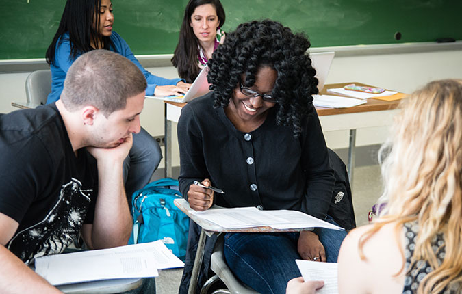 Students working together in class