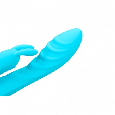 Loveline Silicone Rabbit Vibrator met Ribbels (Glacial Blue)