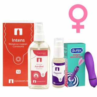 Pakket voor haar (Intens + Orgasme Gel + Glijmiddel Aardbei + Delight)